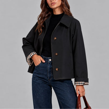 Anouk veste courte femme style trench noir