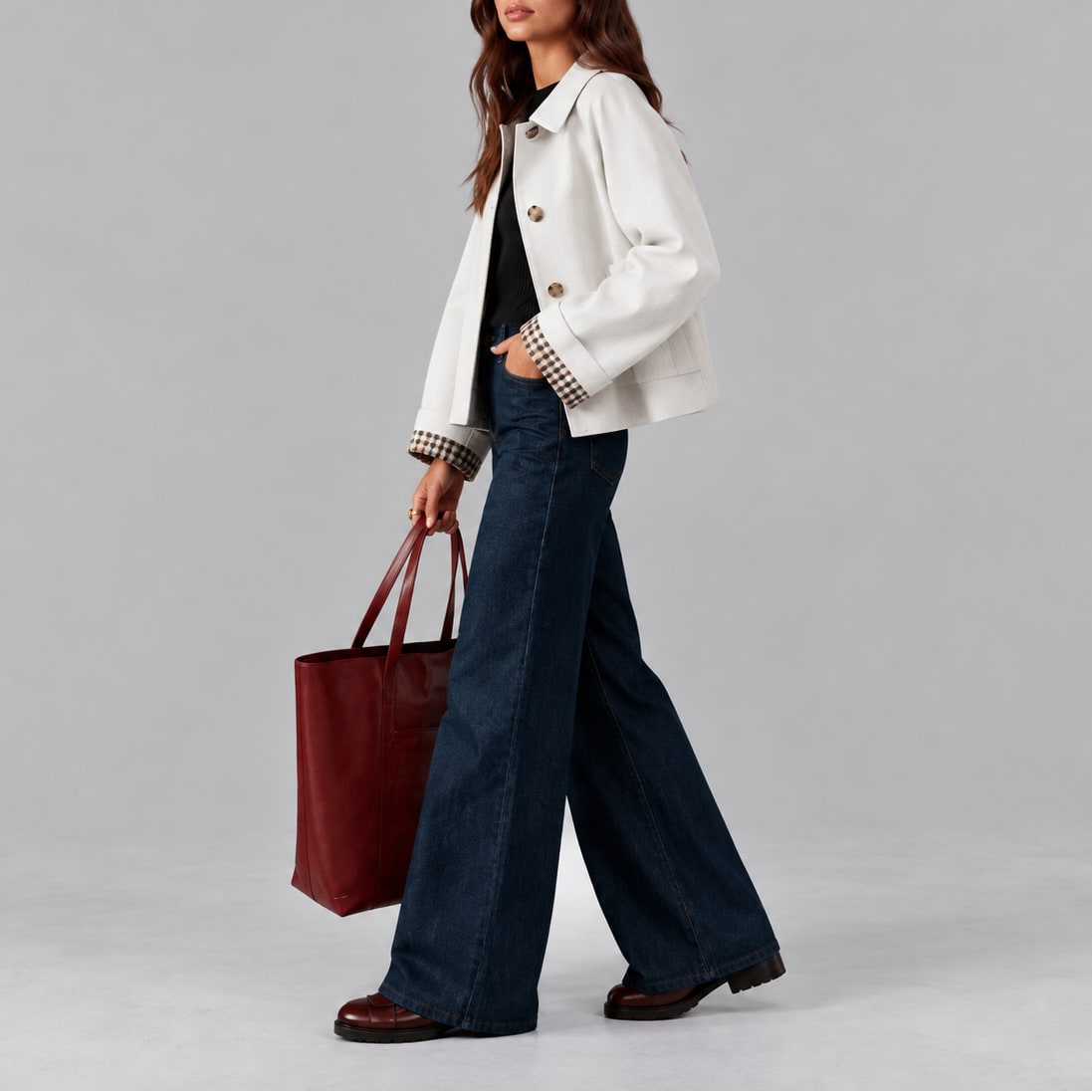 Anouk veste courte femme style trench blanc vue 2