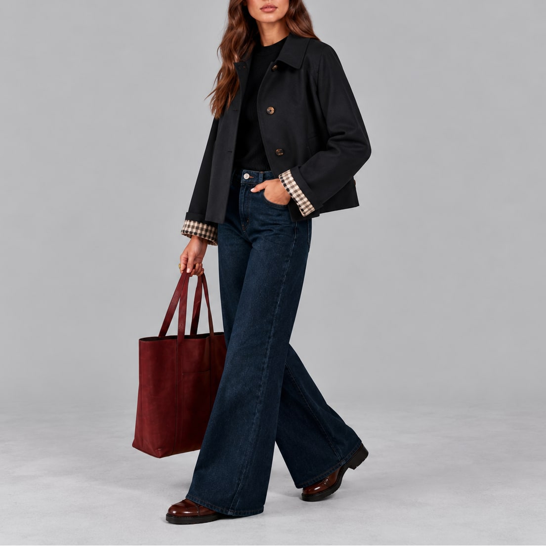 Anouk veste courte femme style trench noir vue 2