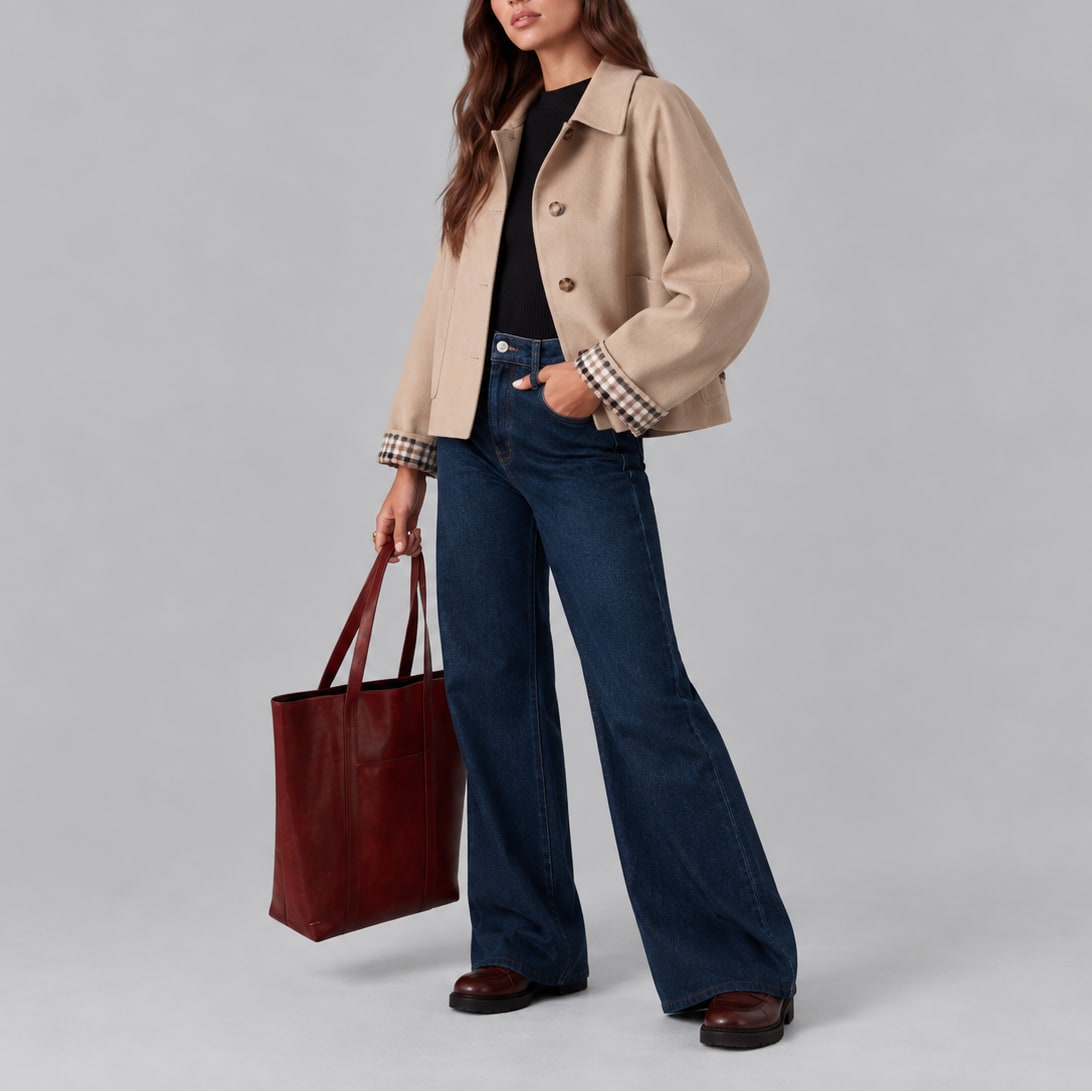 Anouk veste courte femme style trench beige vue 2