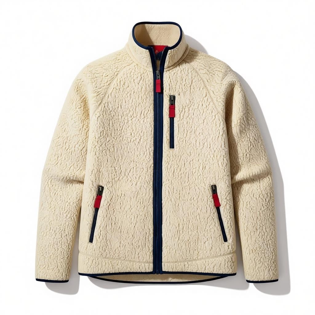 Veste homme polaire sherpa col montant beige