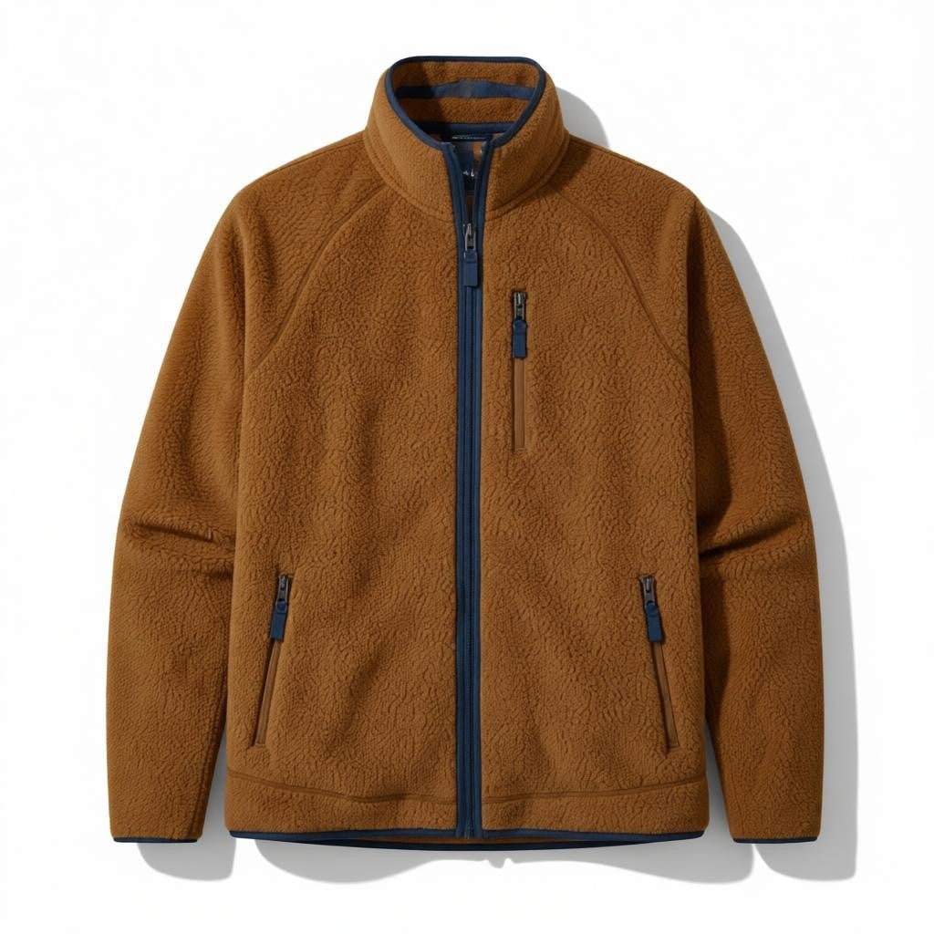 Veste homme polaire sherpa col montant marron