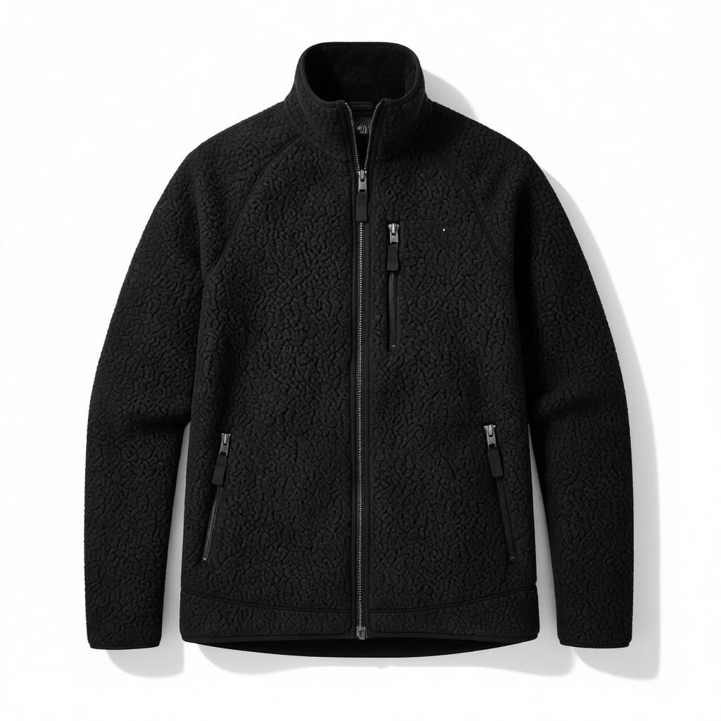 Veste homme polaire sherpa col montant noir