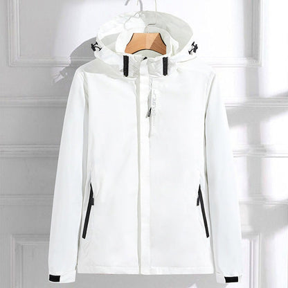 Veste imperméable à capuche amovible, coloris blanc