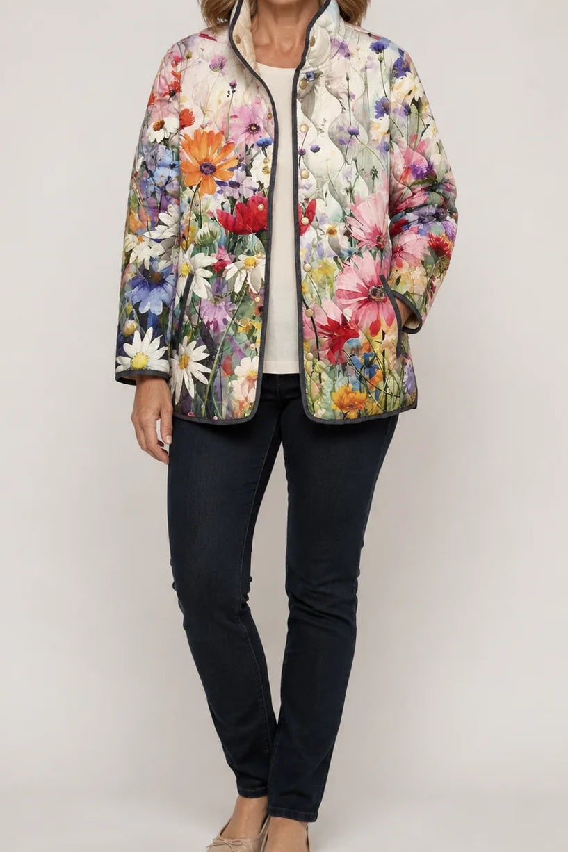 Veste matelassée femme à imprimé fleurs sauvages