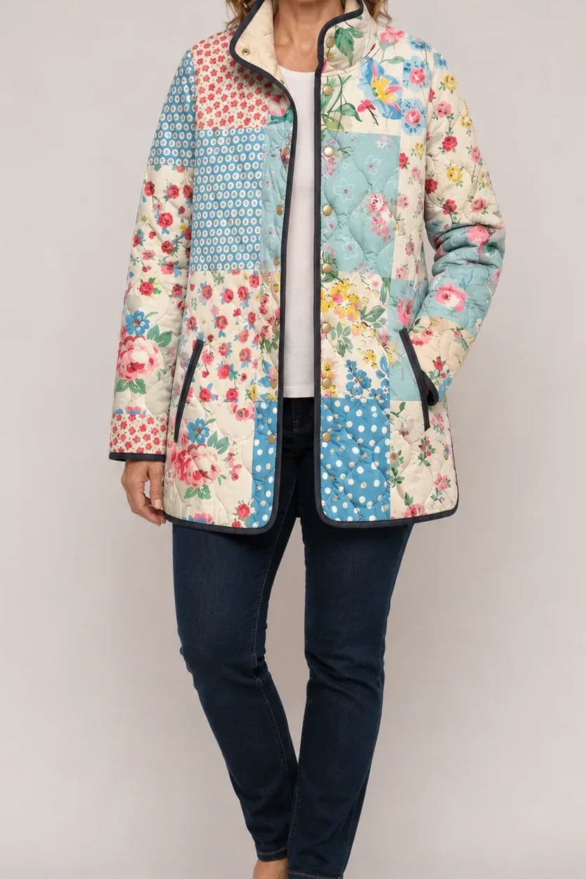 Veste matelassée femme patchwork fleuri pastel