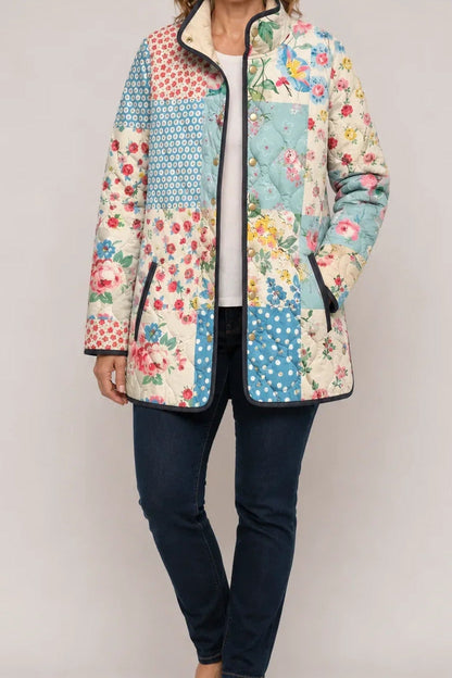 Veste matelassée femme patchwork fleuri pastel