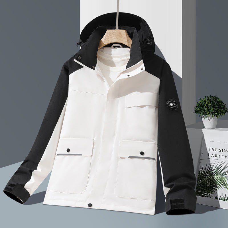 Veste technique à capuche, coloris blanc