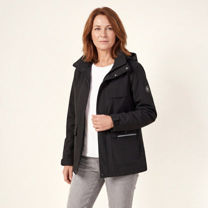 Veste technique à capuche, coloris noir, portée