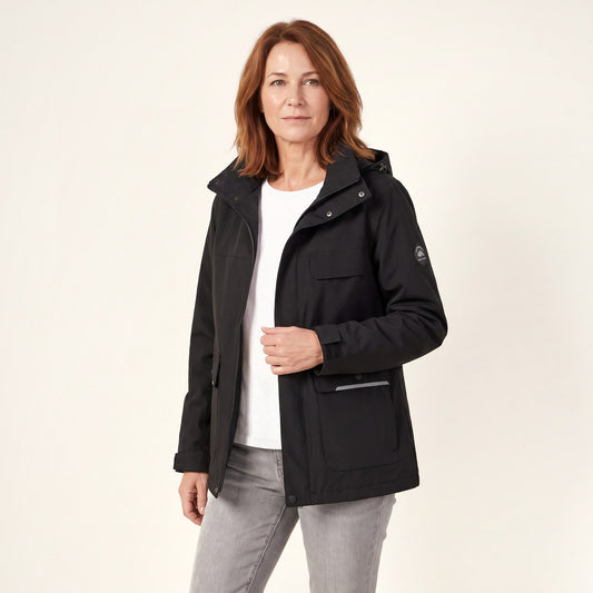 Veste technique à capuche, coloris noir, portée
