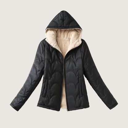 Veste à capuche doublée sherpa, coloris noir
