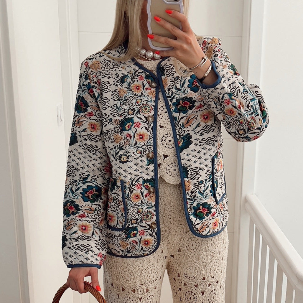 Veste-chemise matelassée à imprimé mixte